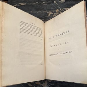 The Bhagvat-Geeta, or Dialogues of Kreeshna and Arjoon; in Eighteen Lectures with Notes (1785)