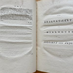 The Bhagvat-Geeta, or Dialogues of Kreeshna and Arjoon; in Eighteen Lectures with Notes (1785)