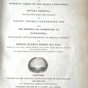 The Sankhya Karika or Memorial Verses on The Sankhya Philosophy